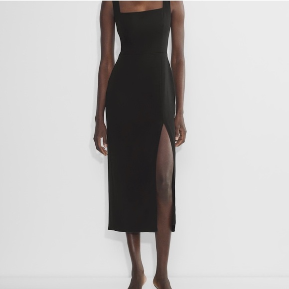 Aritzia Babaton 90s Slit Midi Black Dress Sz 4 - Picture 4 of 15